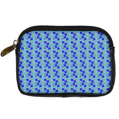 Skyblue Floral Digital Camera Leather Case by Sparkle