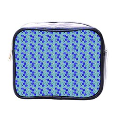 Skyblue Floral Mini Toiletries Bag (one Side) by Sparkle