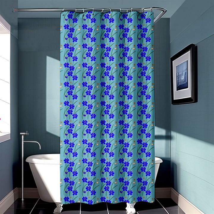 Skyblue Floral Shower Curtain 36  x 72  (Stall) 