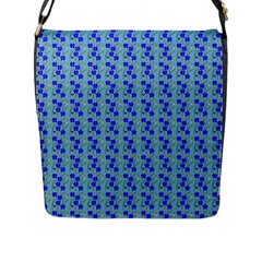 Skyblue Floral Flap Closure Messenger Bag (l) by Sparkle