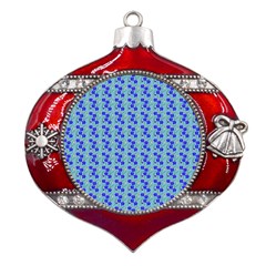 Skyblue Floral Metal Snowflake And Bell Red Ornament by Sparkle