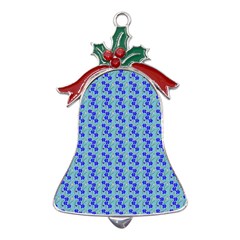 Skyblue Floral Metal Holly Leaf Bell Ornament