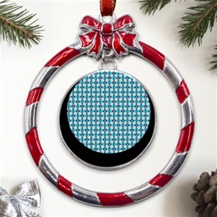 Arabic Pattern Metal Red Ribbon Round Ornament by Sparkle