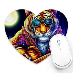 Tiger Rockingstar Heart Mousepad by Sparkle