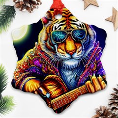 Tiger Rockingstar Snowflake Ornament (two Sides)