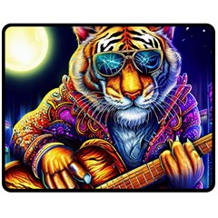 Tiger Rockingstar Two Sides Fleece Blanket (medium) by Sparkle