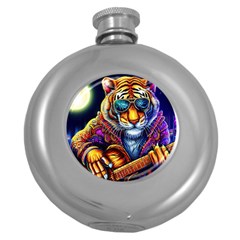 Tiger Rockingstar Round Hip Flask (5 Oz) by Sparkle