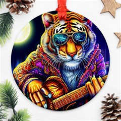 Tiger Rockingstar Round Ornament (two Sides)