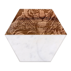 Tiger Rockingstar Marble Wood Coaster (hexagon)  by Sparkle