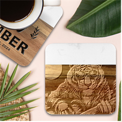 Tiger Rockingstar Marble Wood Coaster (square) by Sparkle