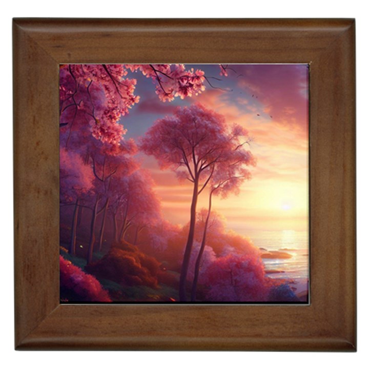 Pink Nature Framed Tile