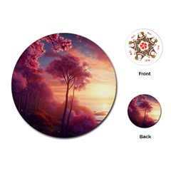 Pink Nature Playing Cards Single Design (round)