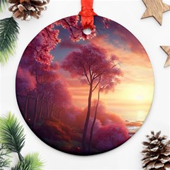 Pink Nature Round Ornament (two Sides)