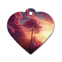 Pink Nature Dog Tag Heart (one Side) by Sparkle