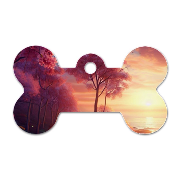 Pink Nature Dog Tag Bone (One Side)