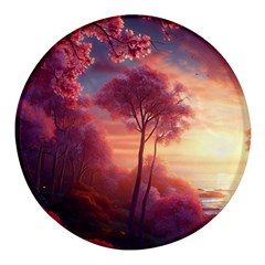 Pink Nature Round Glass Fridge Magnet (4 pack)