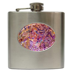 Ochre On Fuchsia Blend Hip Flask (6 Oz) by kaleidomarblingart