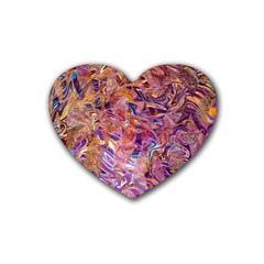 Ochre On Fuchsia Blend Rubber Coaster (heart) by kaleidomarblingart