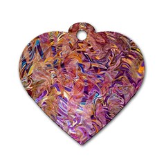 Ochre On Fuchsia Blend Dog Tag Heart (two Sides) by kaleidomarblingart