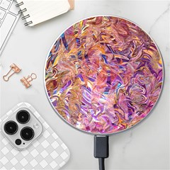 Ochre On Fuchsia Blend Wireless Fast Charger(white) by kaleidomarblingart