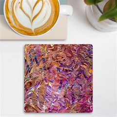 Ochre On Fuchsia Blend Uv Print Square Tile Coaster  by kaleidomarblingart