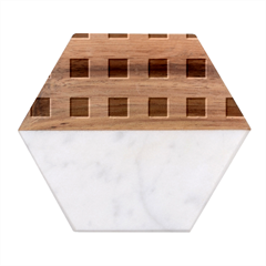 Gingham - 4096x4096px - 300dpi14 Marble Wood Coaster (hexagon)  by EvgeniaEsenina