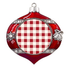 Gingham - 4096x4096px - 300dpi14 Metal Snowflake And Bell Red Ornament by EvgeniaEsenina