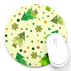 Geometric Christmas Pattern Round Mousepad by Grandong