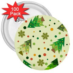 Geometric Christmas Pattern 3  Buttons (100 Pack)  by Grandong