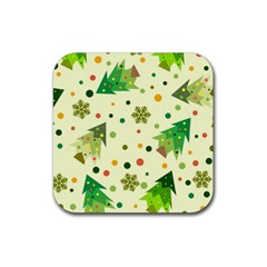 Geometric Christmas Pattern Rubber Coaster (square) by Grandong