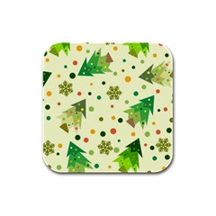 Geometric Christmas Pattern Rubber Square Coaster (4 Pack) by Grandong