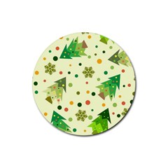 Geometric Christmas Pattern Rubber Coaster (round) by Grandong