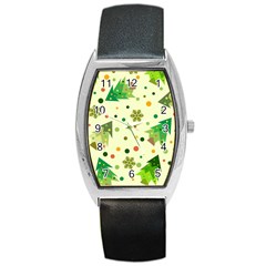 Geometric Christmas Pattern Barrel Style Metal Watch by Grandong