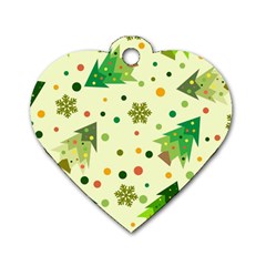 Geometric Christmas Pattern Dog Tag Heart (two Sides) by Grandong