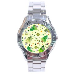 Geometric Christmas Pattern Stainless Steel Analogue Watch by Grandong