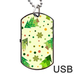 Geometric Christmas Pattern Dog Tag Usb Flash (two Sides) by Grandong