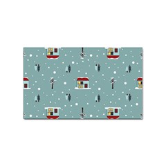 Seamless Pattern With Festive Christmas Houses Trees In Snow And Snowflakes Sticker (rectangular) by Grandong