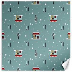 Seamless Pattern With Festive Christmas Houses Trees In Snow And Snowflakes Canvas 16  X 16  by Grandong