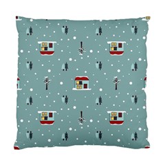 Seamless Pattern With Festive Christmas Houses Trees In Snow And Snowflakes Standard Cushion Case (two Sides) by Grandong