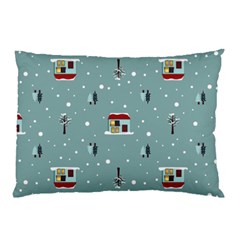 Seamless Pattern With Festive Christmas Houses Trees In Snow And Snowflakes Pillow Case by Grandong