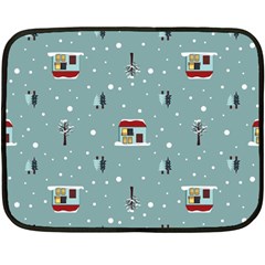 Seamless Pattern With Festive Christmas Houses Trees In Snow And Snowflakes Two Sides Fleece Blanket (mini) by Grandong