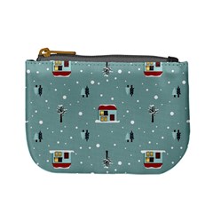 Seamless Pattern With Festive Christmas Houses Trees In Snow And Snowflakes Mini Coin Purse by Grandong