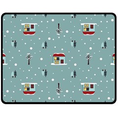 Seamless Pattern With Festive Christmas Houses Trees In Snow And Snowflakes Fleece Blanket (medium) by Grandong