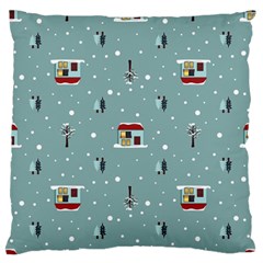 Seamless Pattern With Festive Christmas Houses Trees In Snow And Snowflakes Standard Premium Plush Fleece Cushion Case (one Side) by Grandong