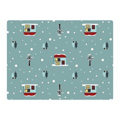 Seamless Pattern With Festive Christmas Houses Trees In Snow And Snowflakes Two Sides Premium Plush Fleece Blanket (mini) by Grandong