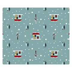 Seamless Pattern With Festive Christmas Houses Trees In Snow And Snowflakes Two Sides Premium Plush Fleece Blanket (small) by Grandong