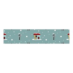 Seamless Pattern With Festive Christmas Houses Trees In Snow And Snowflakes Velvet Scrunchie by Grandong