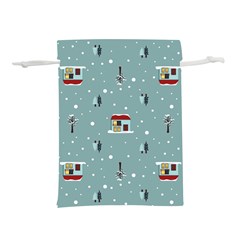 Seamless Pattern With Festive Christmas Houses Trees In Snow And Snowflakes Lightweight Drawstring Pouch (s) by Grandong