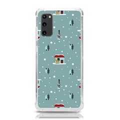 Seamless Pattern With Festive Christmas Houses Trees In Snow And Snowflakes Samsung Galaxy S20 6 2 Inch Tpu Uv Case by Grandong