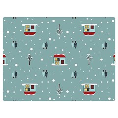 Seamless Pattern With Festive Christmas Houses Trees In Snow And Snowflakes Premium Plush Fleece Blanket (extra Small) by Grandong